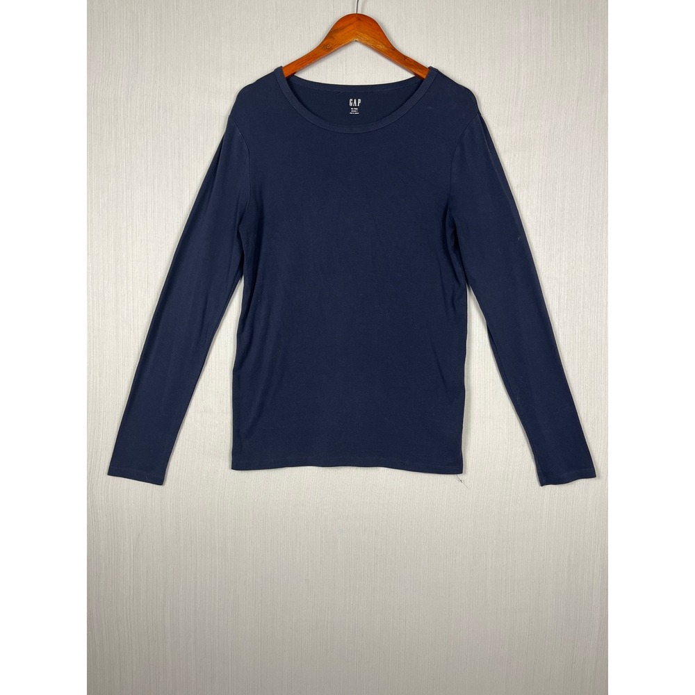 Gap Modern Tee Long Sleeve Womens XL Tall Navy Crew Neck Supima Cotton Minimal - Picture 2 of 9